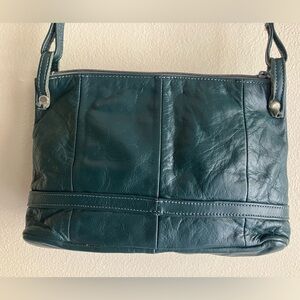 Vintage Made In Mexico Dark Green Genuine Leather Patch Small Purse Handbag